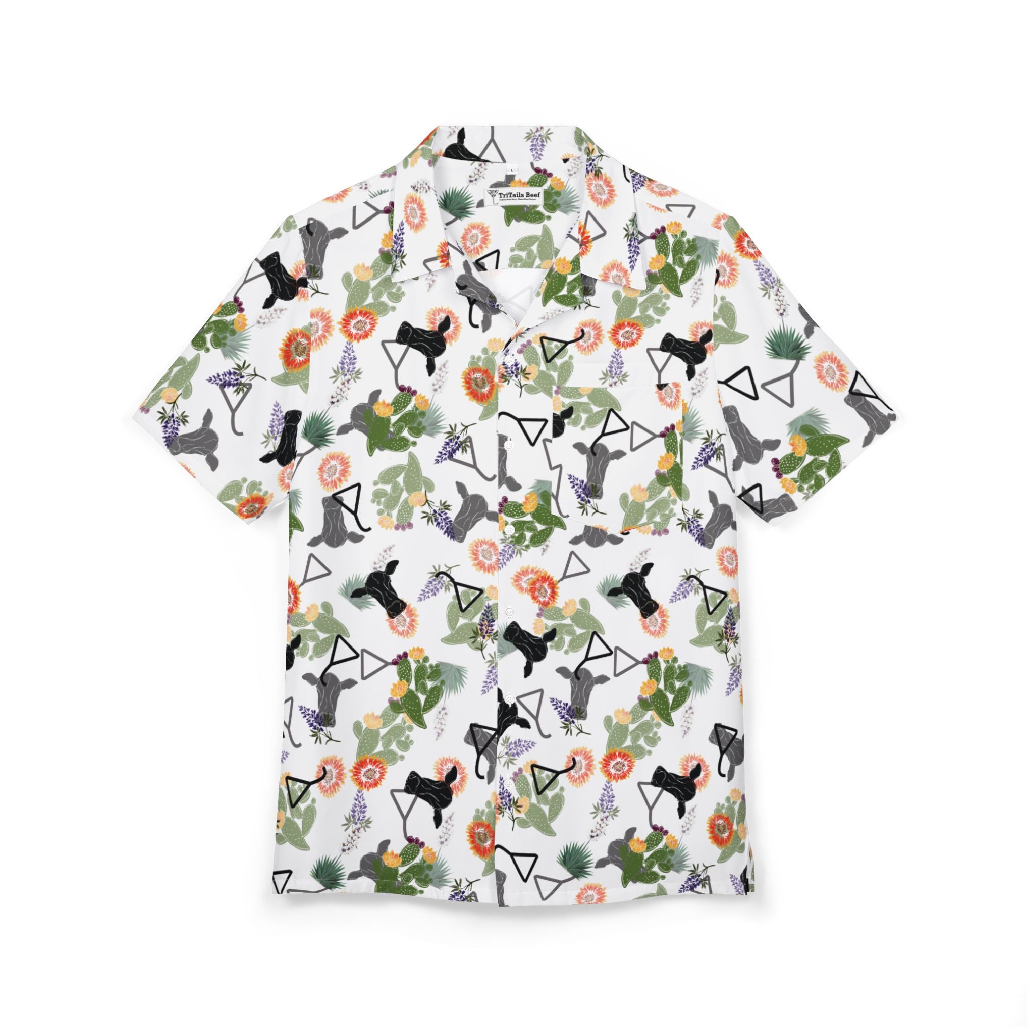 TriTails Beef Hawaiian Shirt-White-TriTails Premium Beef, LLC