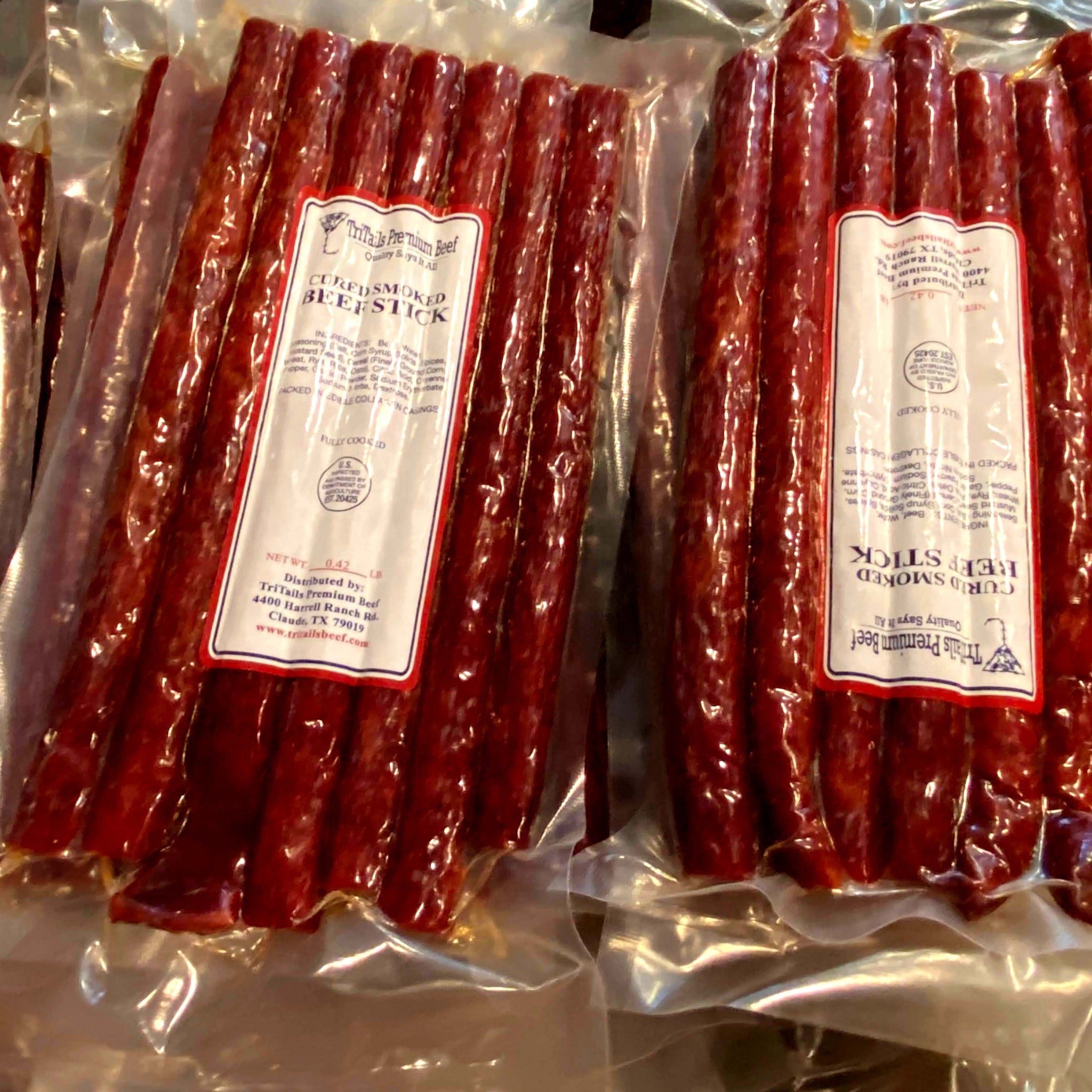 Cured Smoked Beef Sticks TriTails Premium Beef, LLC